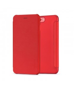 Meleovo Smart Flip Red - iPhone 8 Husa Flip (spate mat perlat si fata cu aspect metalic)