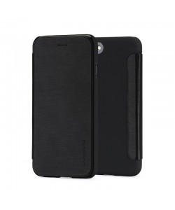 Meleovo Smart Flip Black - iPhone 8 Plus Husa Flip (spate mat perlat si fata cu aspect metalic)