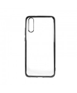 Just Must Mirror Black - Huawei P20 Carcasa Silicon (spate transparent, margini elctroplacate)