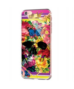 Floral Explosion Skull - iPhone 6 Carcasa Transparenta Silicon