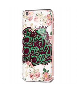 Queen of the Streets - Floral White - iPhone 6 Carcasa Transparenta Silicon