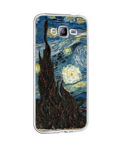Van Gogh - Starry Night - Samsung Galaxy J3 Carcasa Transparenta Silicon