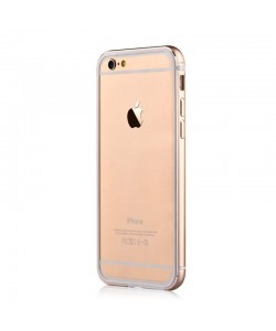 Devia Mighty Champagne Gold - iPhone 6/6S Bumper (Aluminiu + Silicon, protectie 360°)