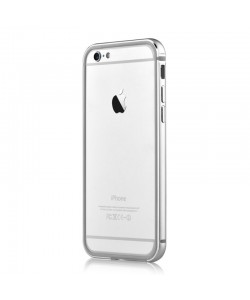 Devia Mighty Silver - iPhone 6/6S Bumper (Aluminiu + Silicon, protectie 360°)