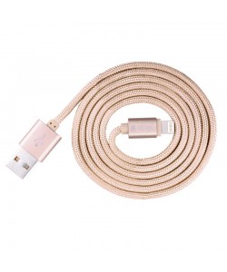Cablu Lightning Devia Fashion MFI Rose Gold (licenta Apple, 1.2m, impletitura textila)