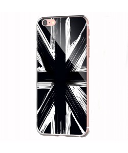 Black UK Flag - iPhone 6 Carcasa Transparenta Silicon