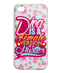 Diva - iPhone 4/4S Carcasa Alba/Transparenta Plastic