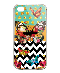 Butterfly Contrast - iPhone 4/4S Carcasa Alba/Transparenta Plastic