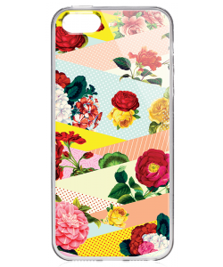 Flowers, Stripes & Dots - iPhone 5/5S Carcasa Transparenta Plastic