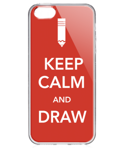 Keep Calm and Draw - iPhone 5/5S Carcasa Transparenta Silicon