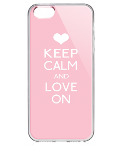 Keep Calm and Love On - iPhone 5/5S Carcasa Transparenta Silicon