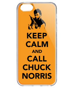 Keep Calm and Call Cuck Norris - iPhone 5/5S Carcasa Transparenta Silicon