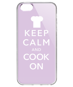 Keep Calm and Cook On - iPhone 5/5S Carcasa Transparenta Silicon