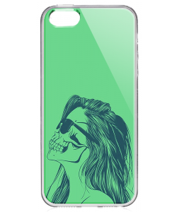 Skull Girl - iPhone 5/5S/SE Carcasa Transparenta Silicon