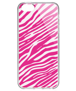 Pink Zebra - iPhone 5/5S Carcasa Transparenta Plastic