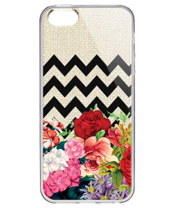 Floral Contrast - iPhone 5/5S/SE Carcasa Transparenta Silicon