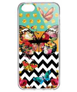 Butterfly Contrast - iPhone 5/5S/SE Carcasa Transparenta Silicon