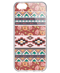 Floral Aztec - iPhone 5/5S/SE Carcasa Transparenta Silicon