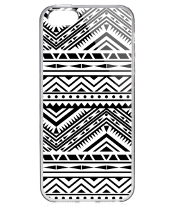 Tribal Black & White - iPhone 5/5S Carcasa Transparenta Plastic