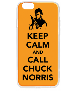 Keep Calm and Call Chuck Norris - iPhone 6 Carcasa Transparenta Silicon