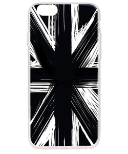 Black UK Flag - iPhone 6 Plus Carcasa Transparenta Silicon
