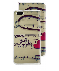 Soul Music - iPhone 6 Husa Book Alba Piele Eco
