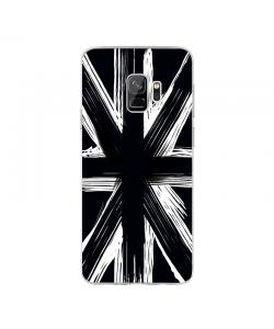 Black UK Flag - Samsung Galaxy S9 Carcasa Transparenta Silicon
