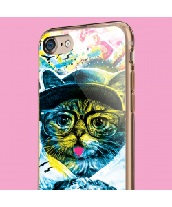 Hipster Meow - iPhone 7 / iPhone 8 Carcasa Transparenta Silicon