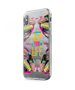 Enjoy Your Life - iPhone X Carcasa Transparenta Silicon