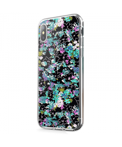 Floral Black - iPhone X Carcasa Transparenta Silicon