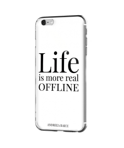 „Life is more real offline” - Alb - iPhone 6 Plus Carcasa Silicon Premium