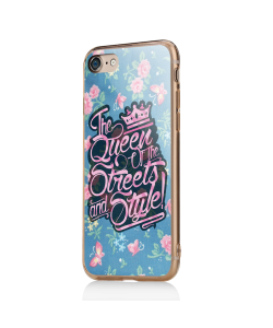 Queen of the Streets - Floral Blue - iPhone 7 / iPhone 8 Carcasa Transparenta Silicon