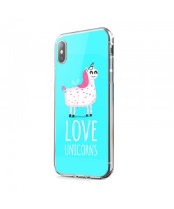 Love Unicorns - iPhone X Carcasa Transparenta Silicon