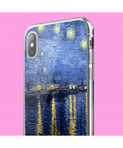 Van Gogh - Starryrhone - iPhone X Carcasa Transparenta Silicon