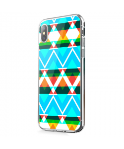 Neon Aztec - iPhone X Carcasa Transparenta Silicon