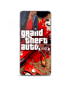 Grand Theft Auto V - Nokia 8 Carcasa Transparenta Silicon