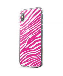 Pink Zebra - iPhone X Carcasa Transparenta Silicon
