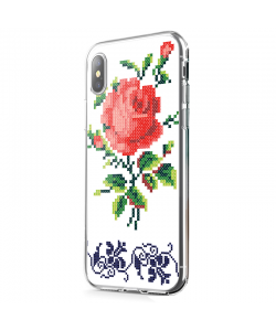 Red Rose - iPhone X Carcasa Transparenta Silicon